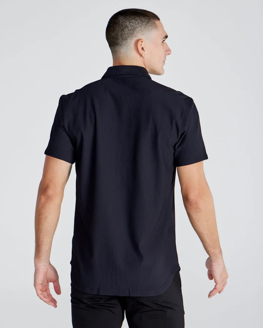 Ribbed+ Short Sleeve Button Down