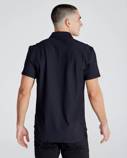 Ribbed+ Short Sleeve Button Down