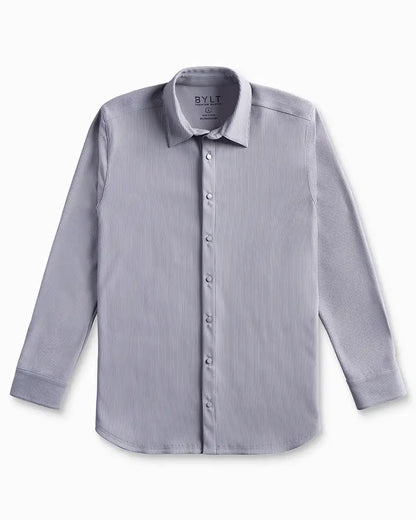 Ribbed+ Long Sleeve Button Down