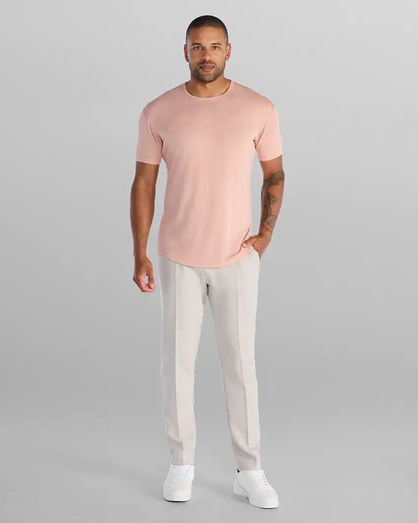 Ribbed Short Sleeve Drop-Cut