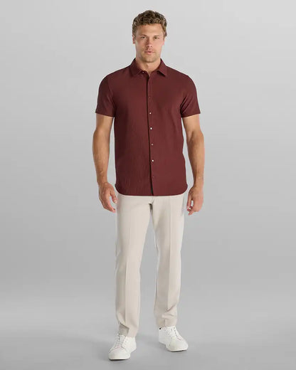 Ribbed+ Short Sleeve Button Down