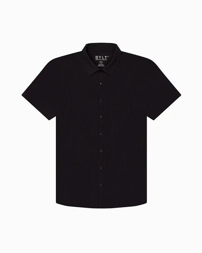 Ribbed+ Short Sleeve Button Down