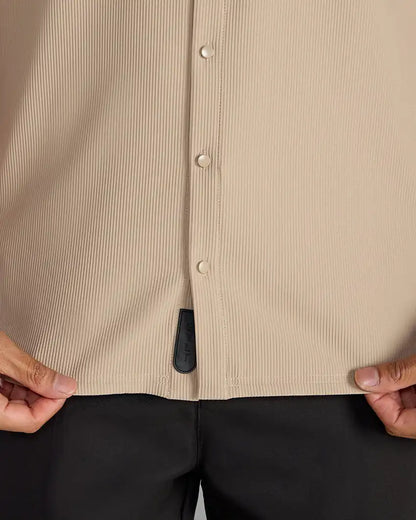 Ribbed+ Short Sleeve Button Down