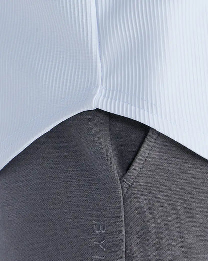 Ribbed+ Long Sleeve Button Down