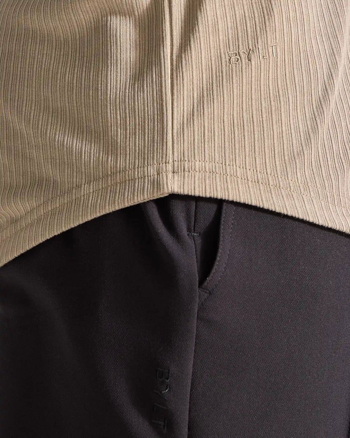 Ribbed Long Sleeve Open V Polo