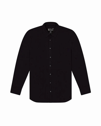 Ribbed+ Long Sleeve Button Down