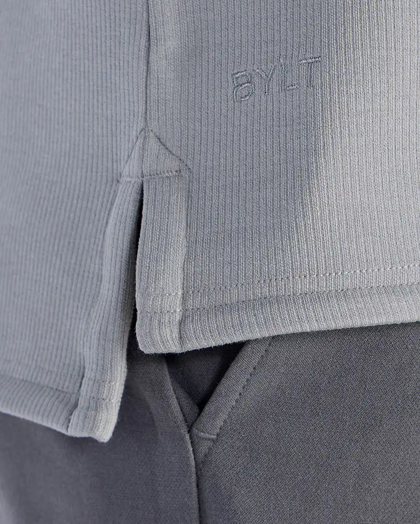 Micro Rib Short Sleeve Split-Hem