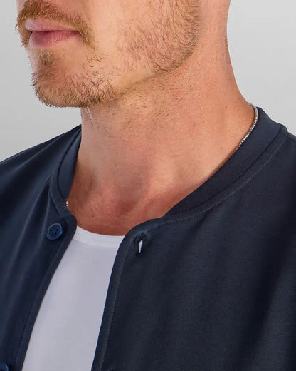 LUX Stand Collar Short Sleeve Button Down