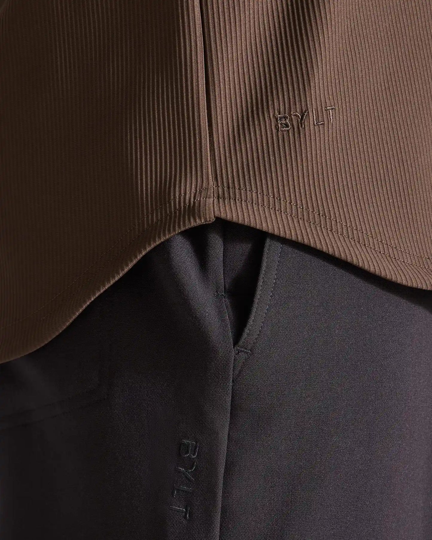 Ribbed+ Short Sleeve Button Down