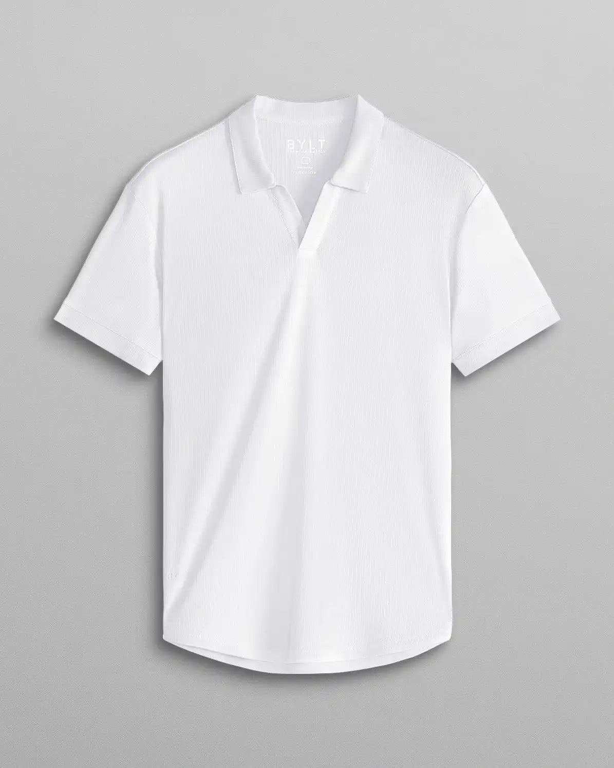 Ribbed Short Sleeve Open V Polo