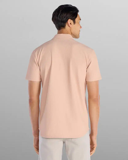 Ribbed+ Short Sleeve Button Down