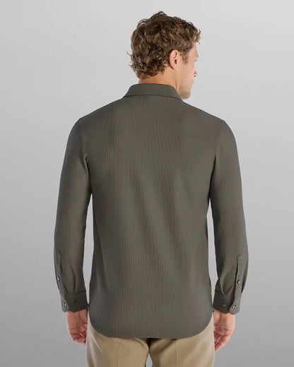 Ribbed+ Long Sleeve Button Down