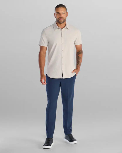 Ribbed+ Short Sleeve Button Down