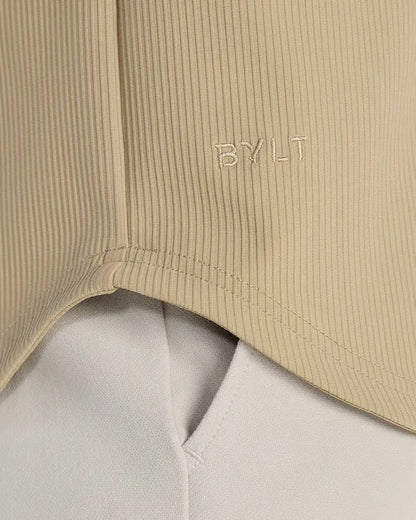Ribbed+ Short Sleeve Button Down