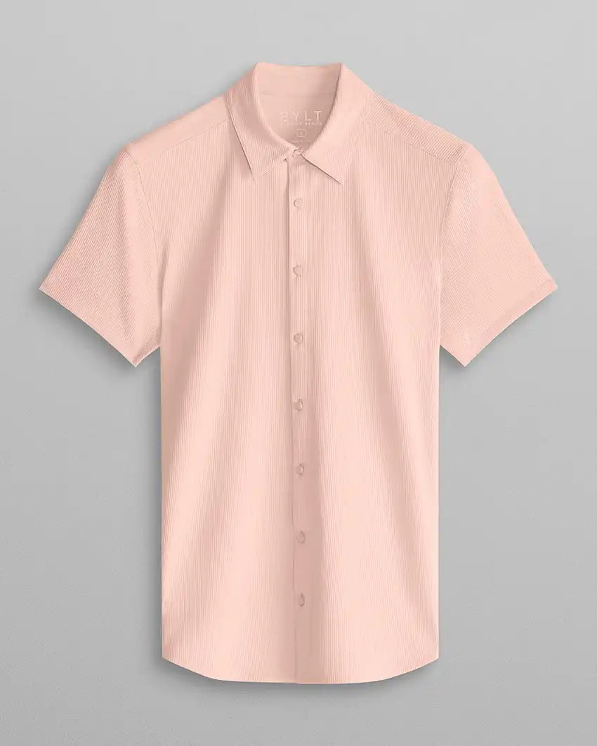 Ribbed+ Short Sleeve Button Down