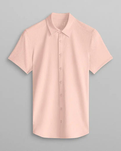 Ribbed+ Short Sleeve Button Down