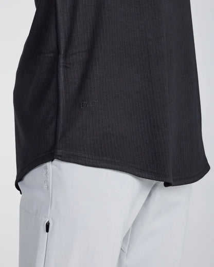 Ribbed Short Sleeve Drop-Cut