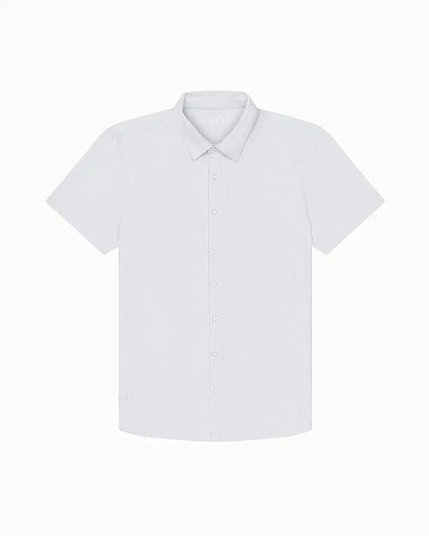Ribbed+ Short Sleeve Button Down