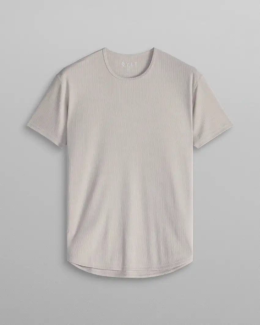 Ribbed Short Sleeve Drop-Cut