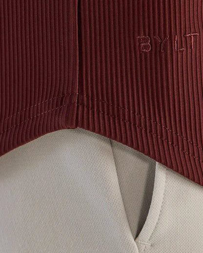 Ribbed+ Short Sleeve Button Down