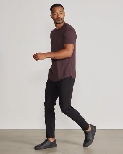 Ribbed Short Sleeve Drop-Cut