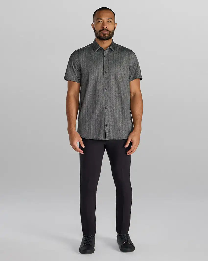 Herringbone Short Sleeve Button Down