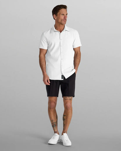 Ribbed+ Short Sleeve Button Down