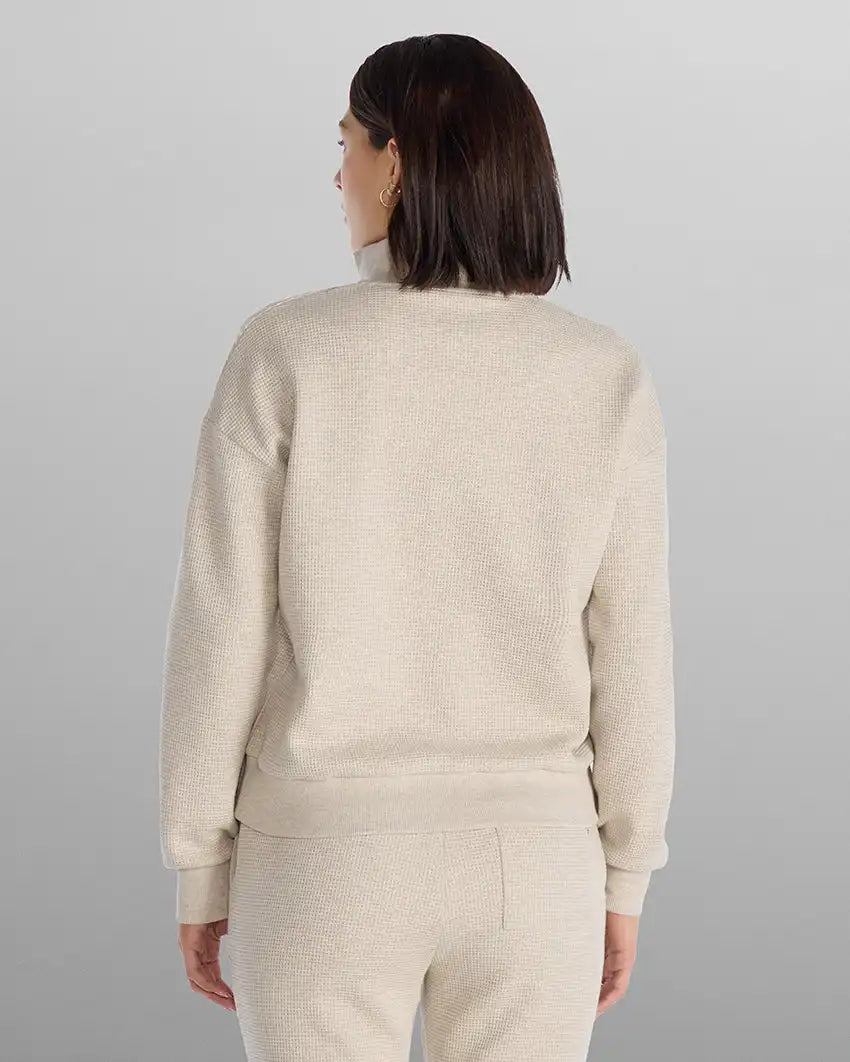 Waffle Knit Collared Pullover