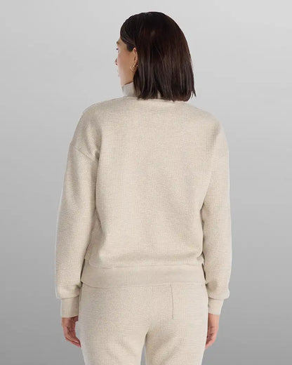 Waffle Knit Collared Pullover