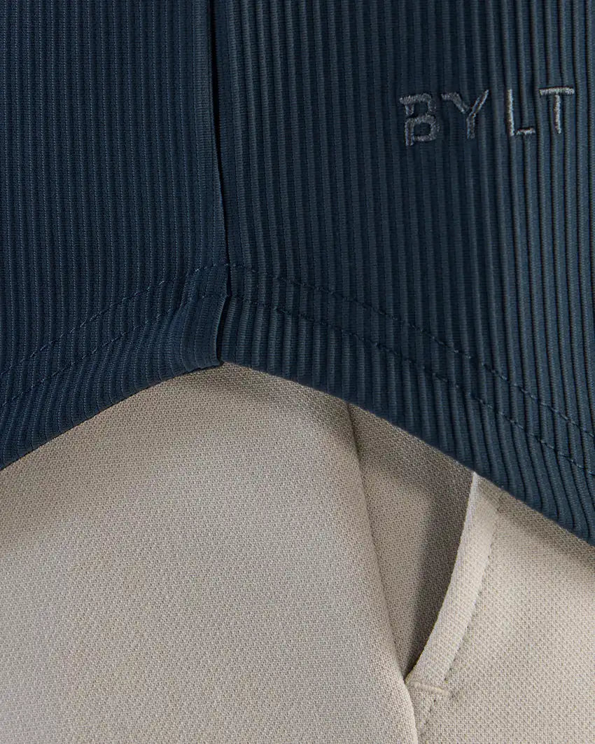 Ribbed+ Short Sleeve Button Down