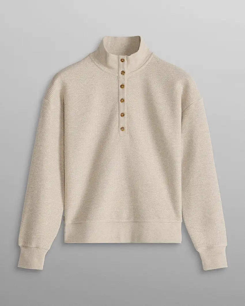 Waffle Knit Collared Pullover