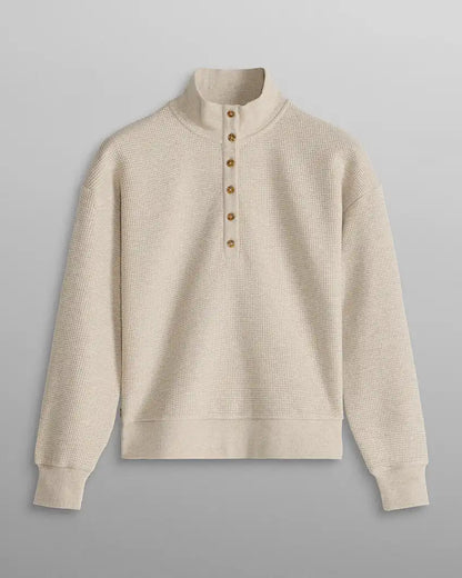 Waffle Knit Collared Pullover