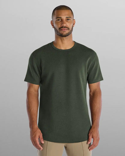 Micro Rib Short Sleeve Drop-Cut