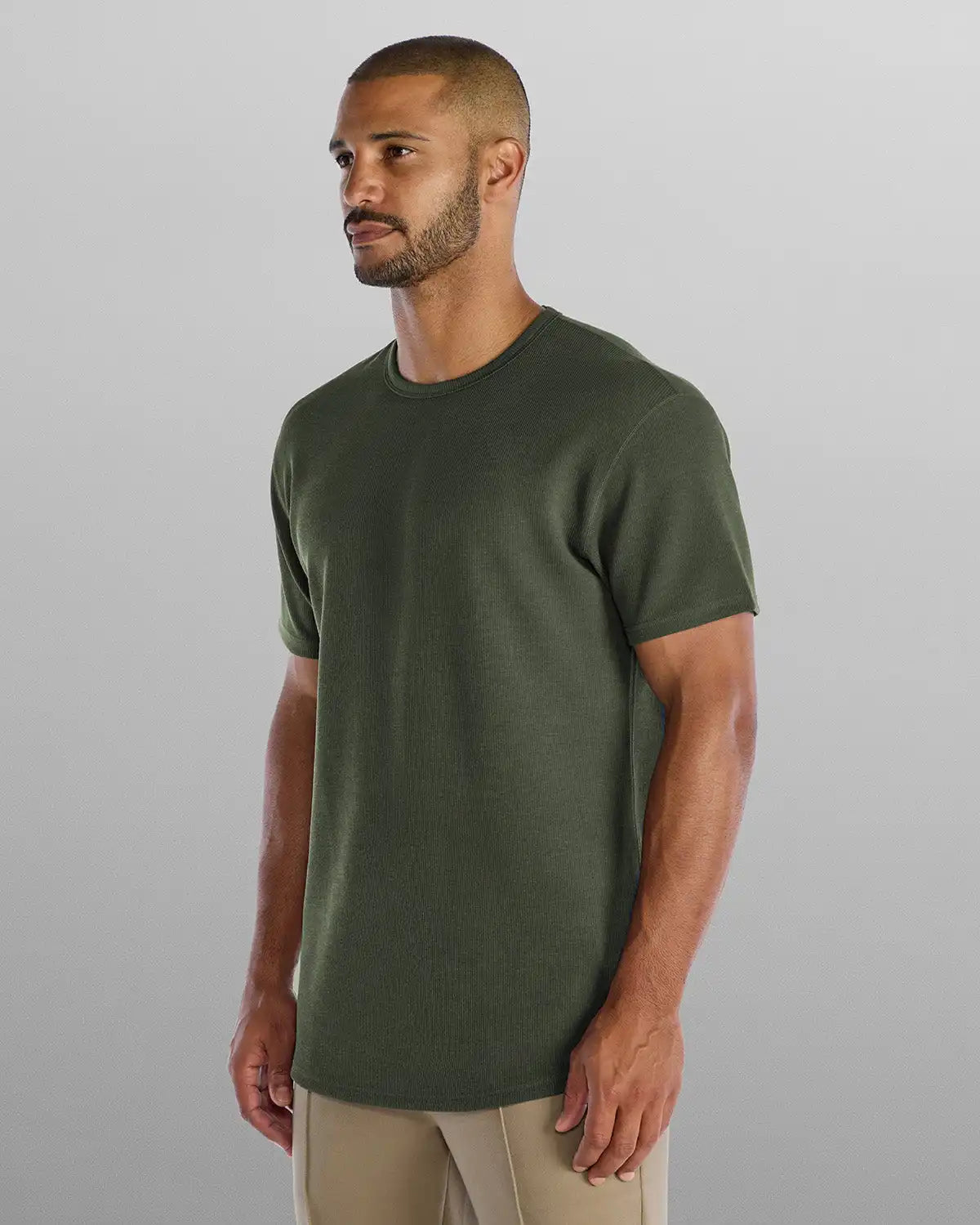 Micro Rib Short Sleeve Drop-Cut