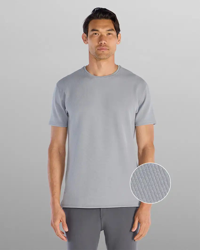 Micro Rib Short Sleeve Split-Hem