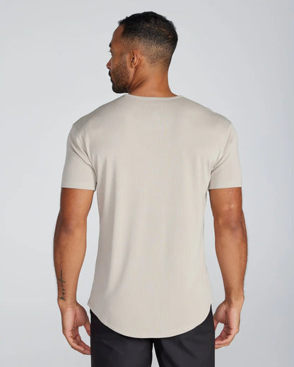 Ribbed Short Sleeve Drop-Cut