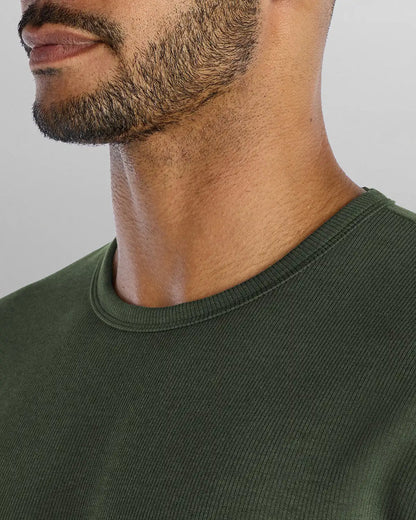 Micro Rib Short Sleeve Drop-Cut