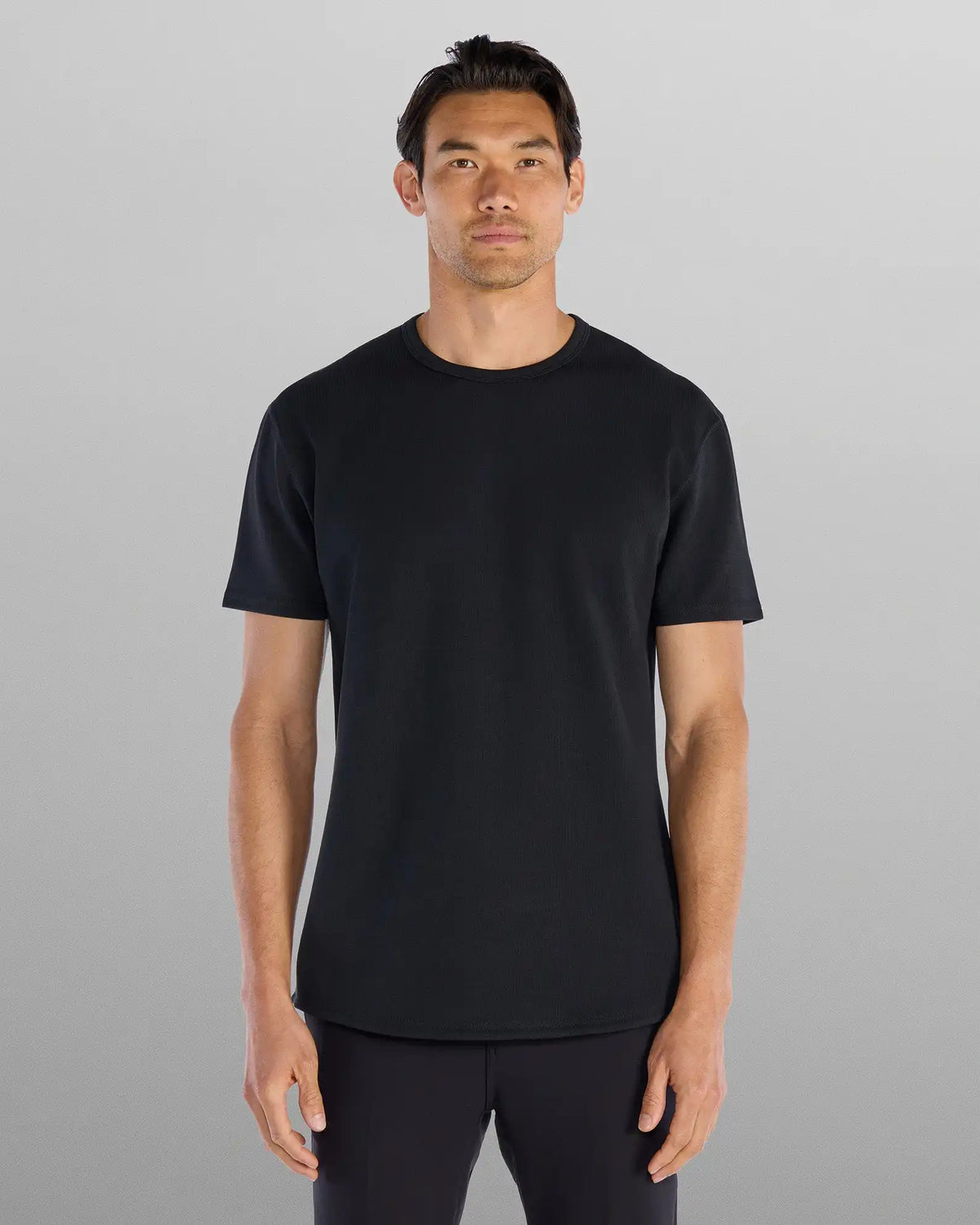 Micro Rib Short Sleeve Drop-Cut