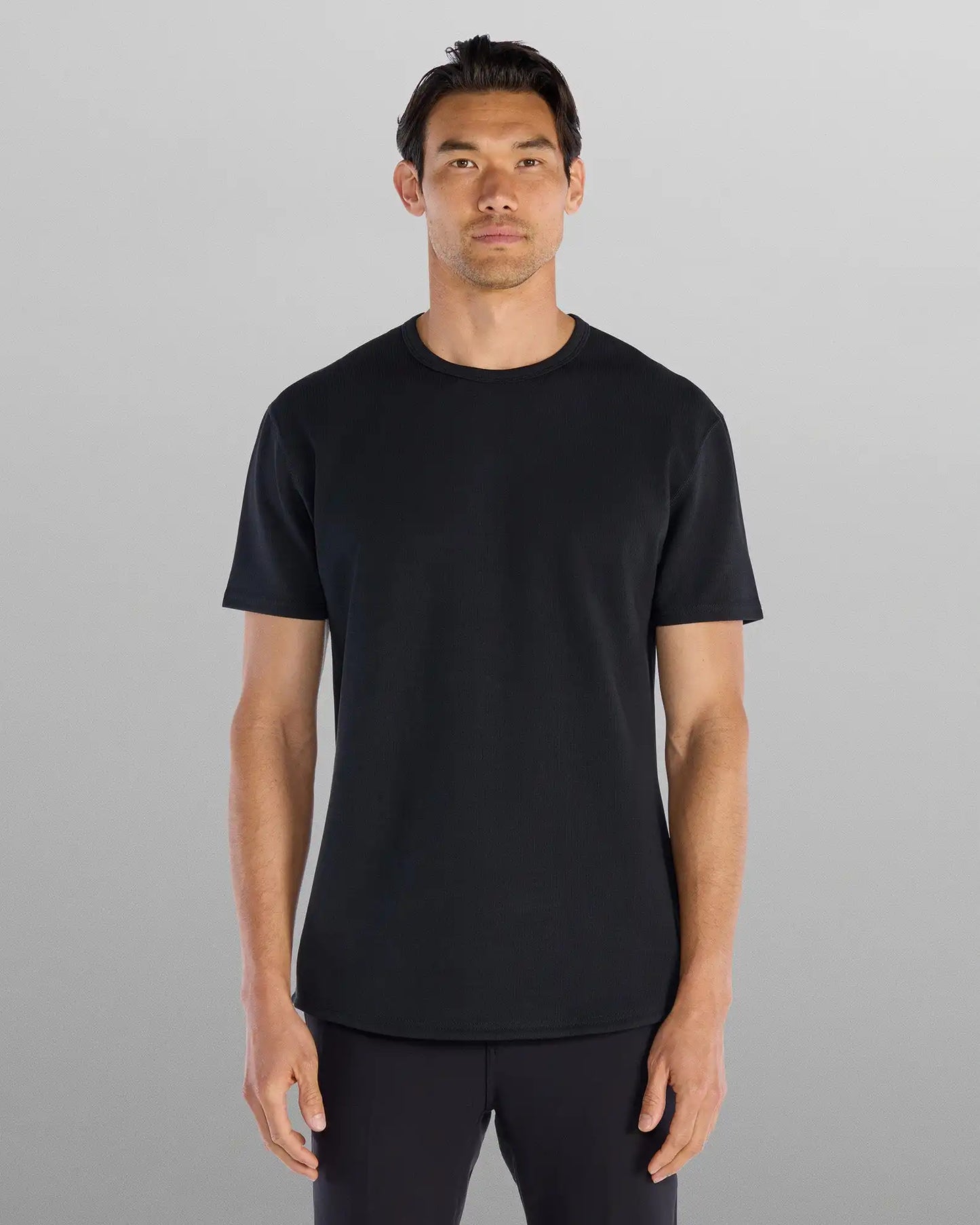 Micro Rib Short Sleeve Drop-Cut