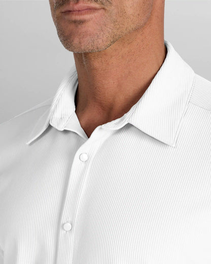 Ribbed+ Short Sleeve Button Down