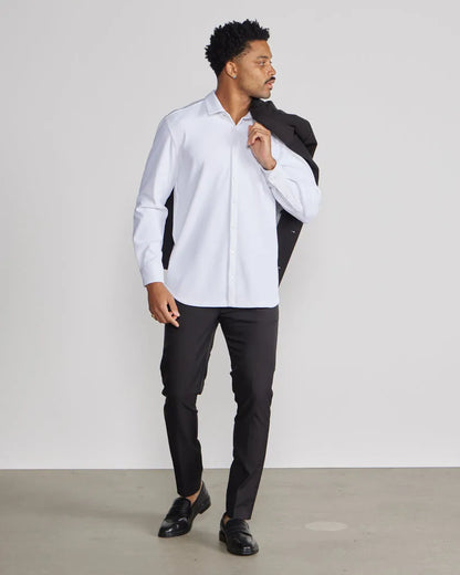 Ribbed+ Long Sleeve Button Down