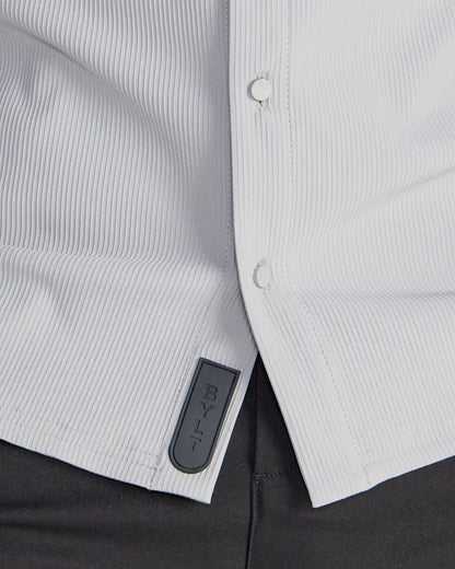 Ribbed+ Short Sleeve Button Down