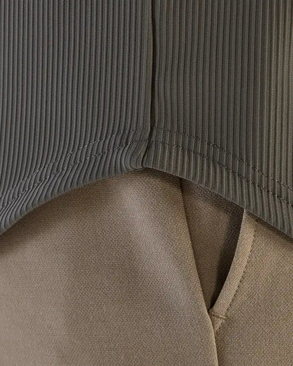 Ribbed+ Long Sleeve Button Down