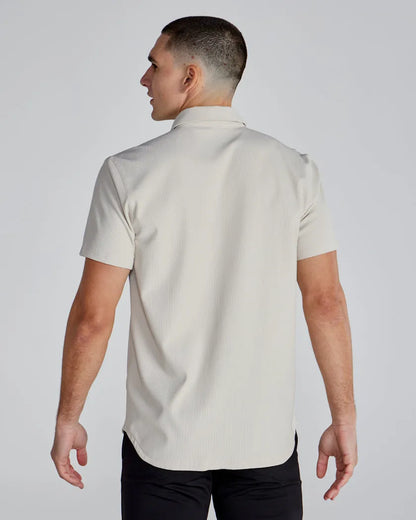 Ribbed+ Short Sleeve Button Down