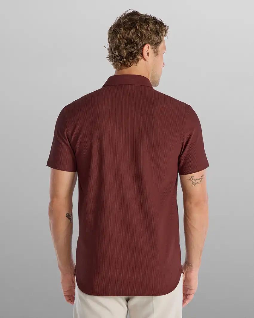 Ribbed+ Short Sleeve Button Down