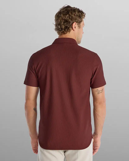 Ribbed+ Short Sleeve Button Down