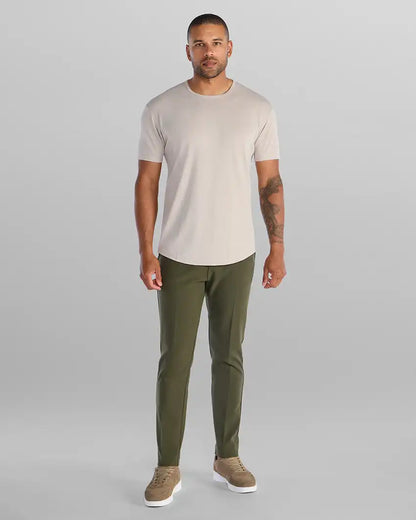 Ribbed Short Sleeve Drop-Cut