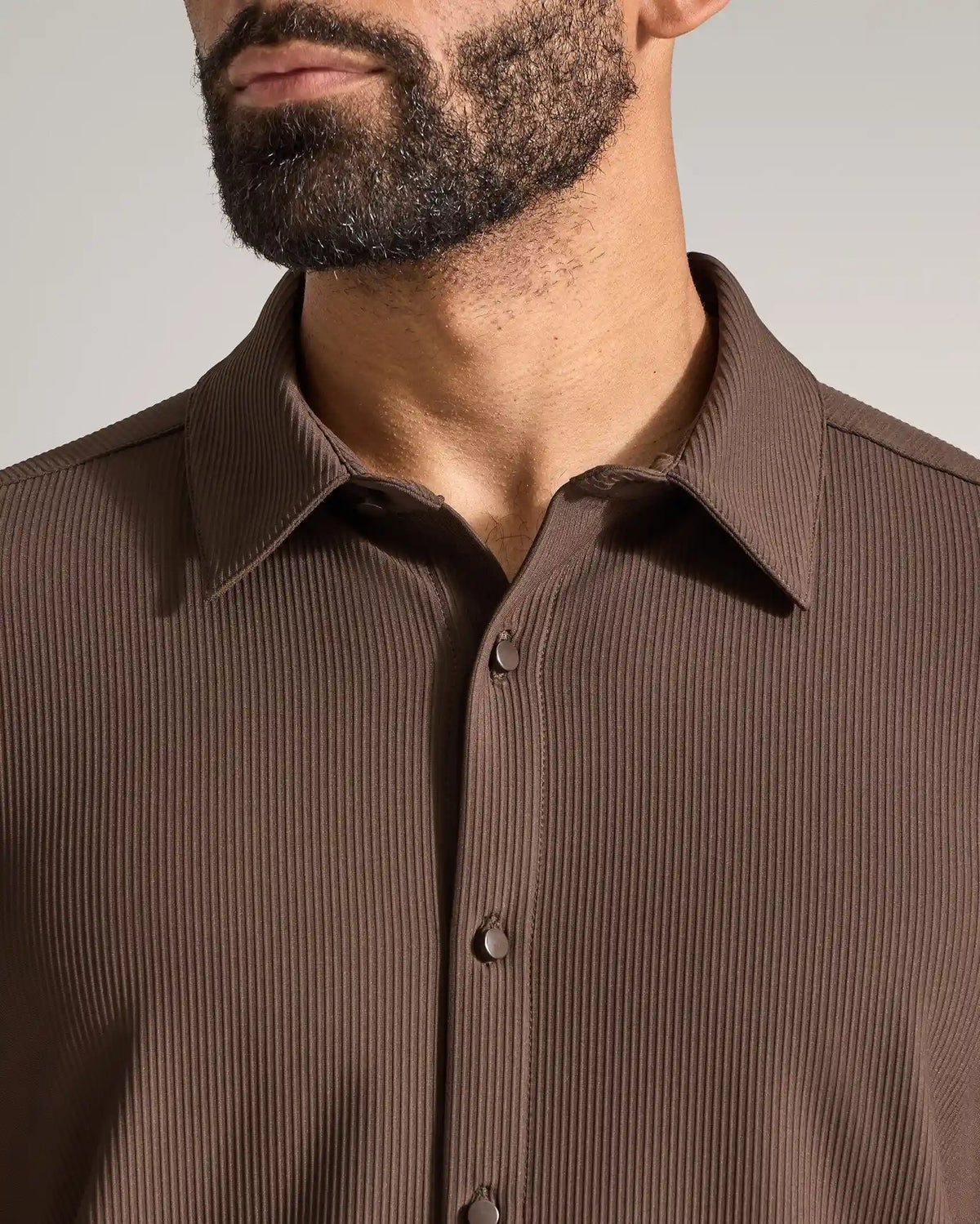 Ribbed+ Short Sleeve Button Down