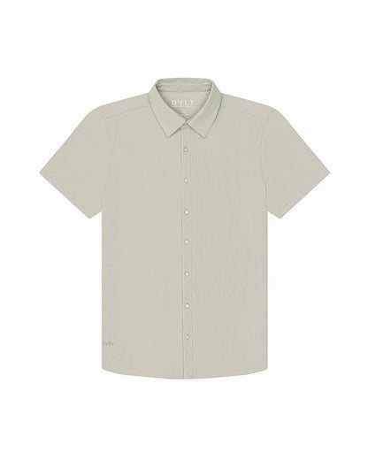 Ribbed+ Short Sleeve Button Down