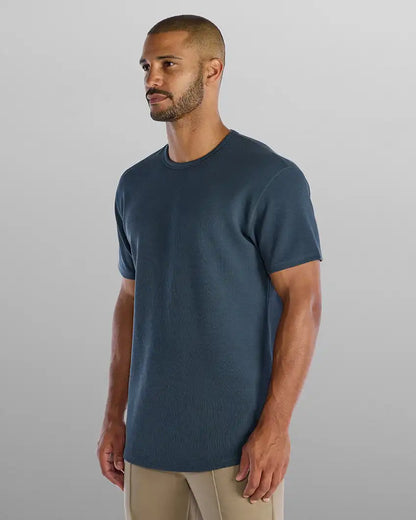 Micro Rib Short Sleeve Drop-Cut